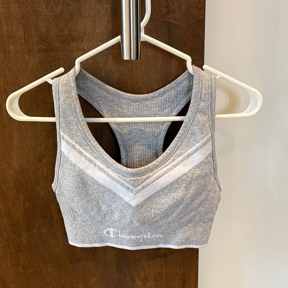 Champion Women's Gray and White Sports Bra
